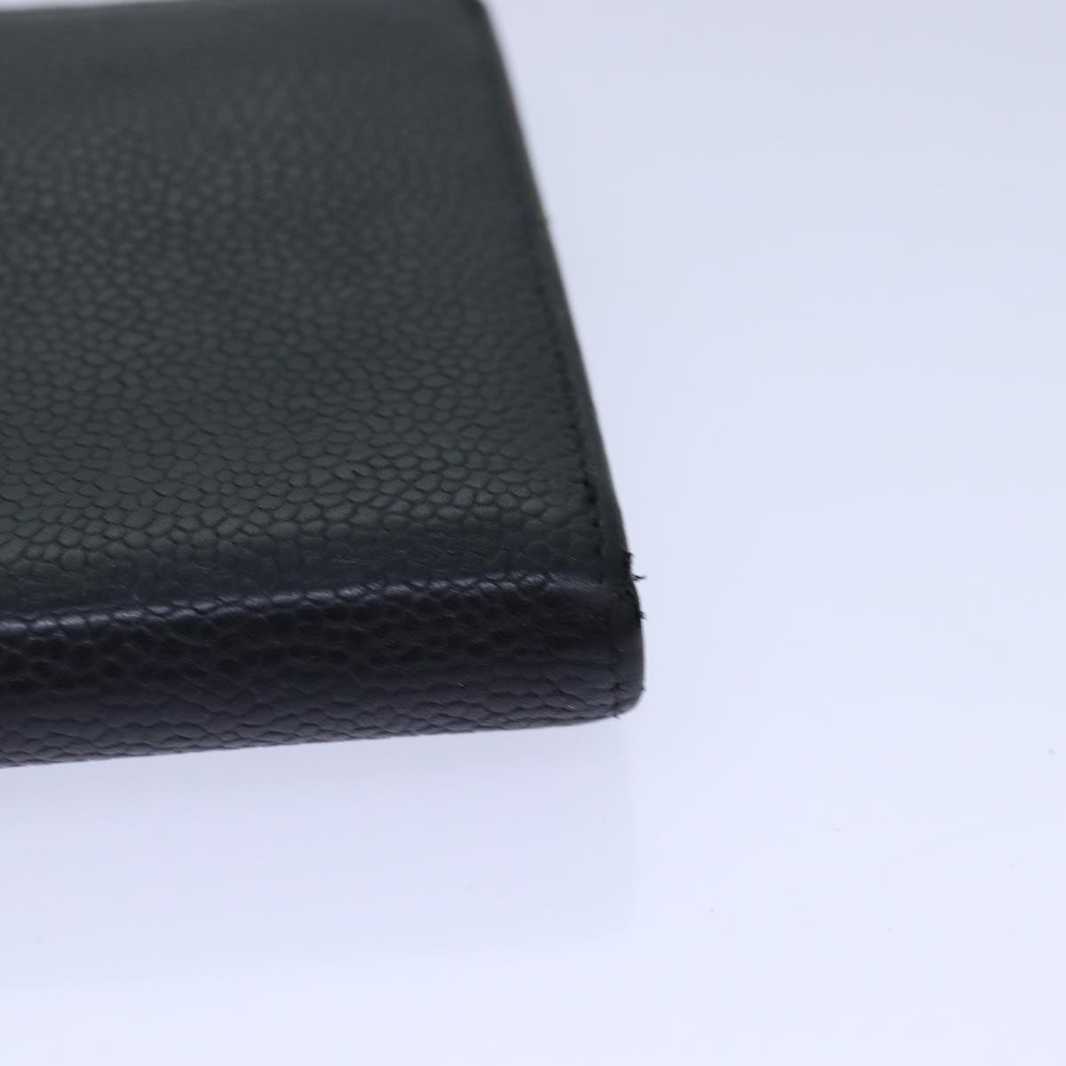 Top Quality Chanel COCO Mark Wallet Caviar Skin Black Gold CC Auth bs16761
