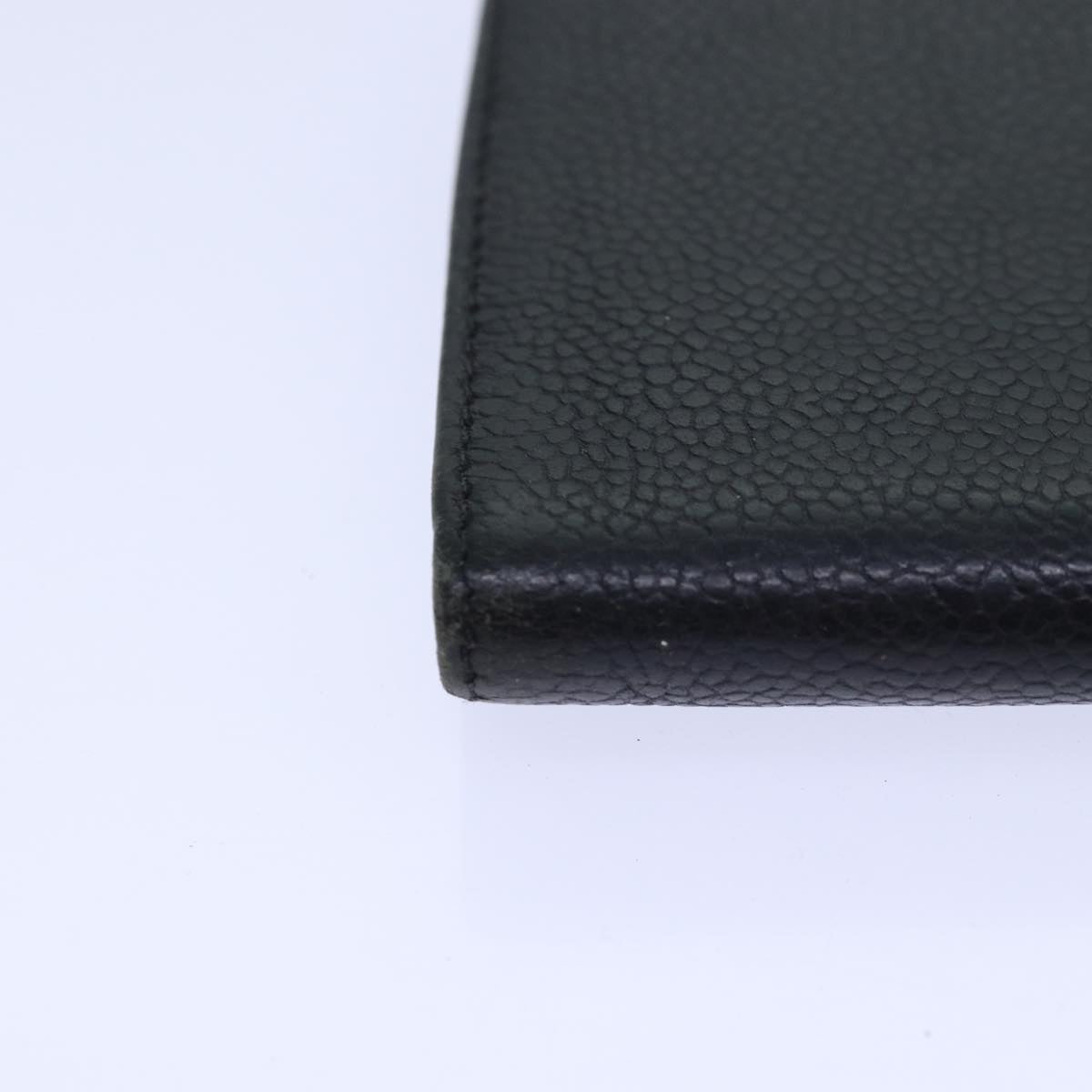 Top Quality Chanel COCO Mark Wallet Caviar Skin Black Gold CC Auth bs16762