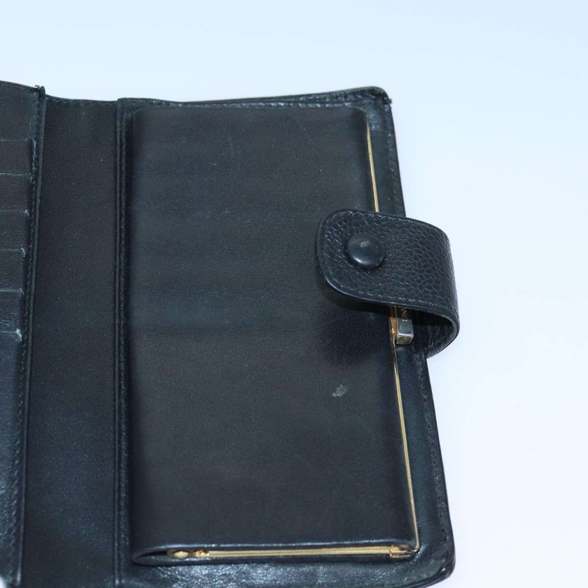 Top Quality Chanel COCO Mark Wallet Caviar Skin Black Gold CC Auth bs16762