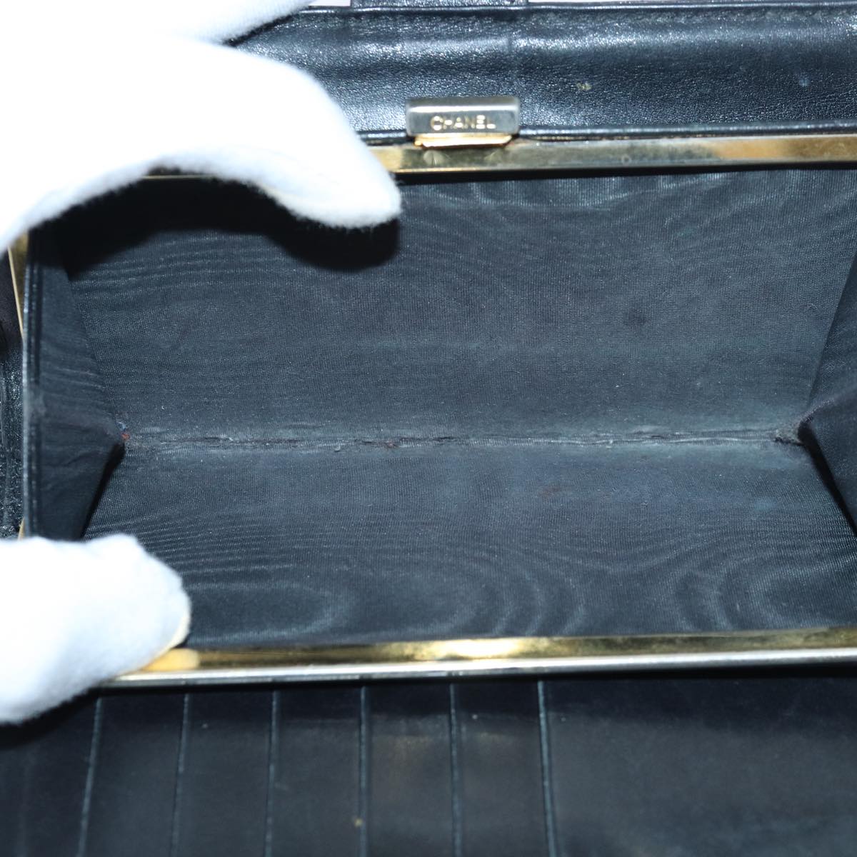Top Quality Chanel COCO Mark Wallet Caviar Skin Black Gold CC Auth bs16762