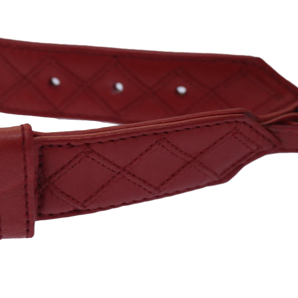 CHANEL Bicolore Chain Belt Leather metal 26.8"-28.7" Red Gold CC Auth bs16764