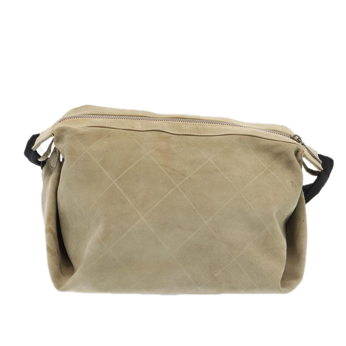 Top Quality Chanel Matelasse Shoulder Bag Suede nylon Beige Black Silver CC Auth bs16824
