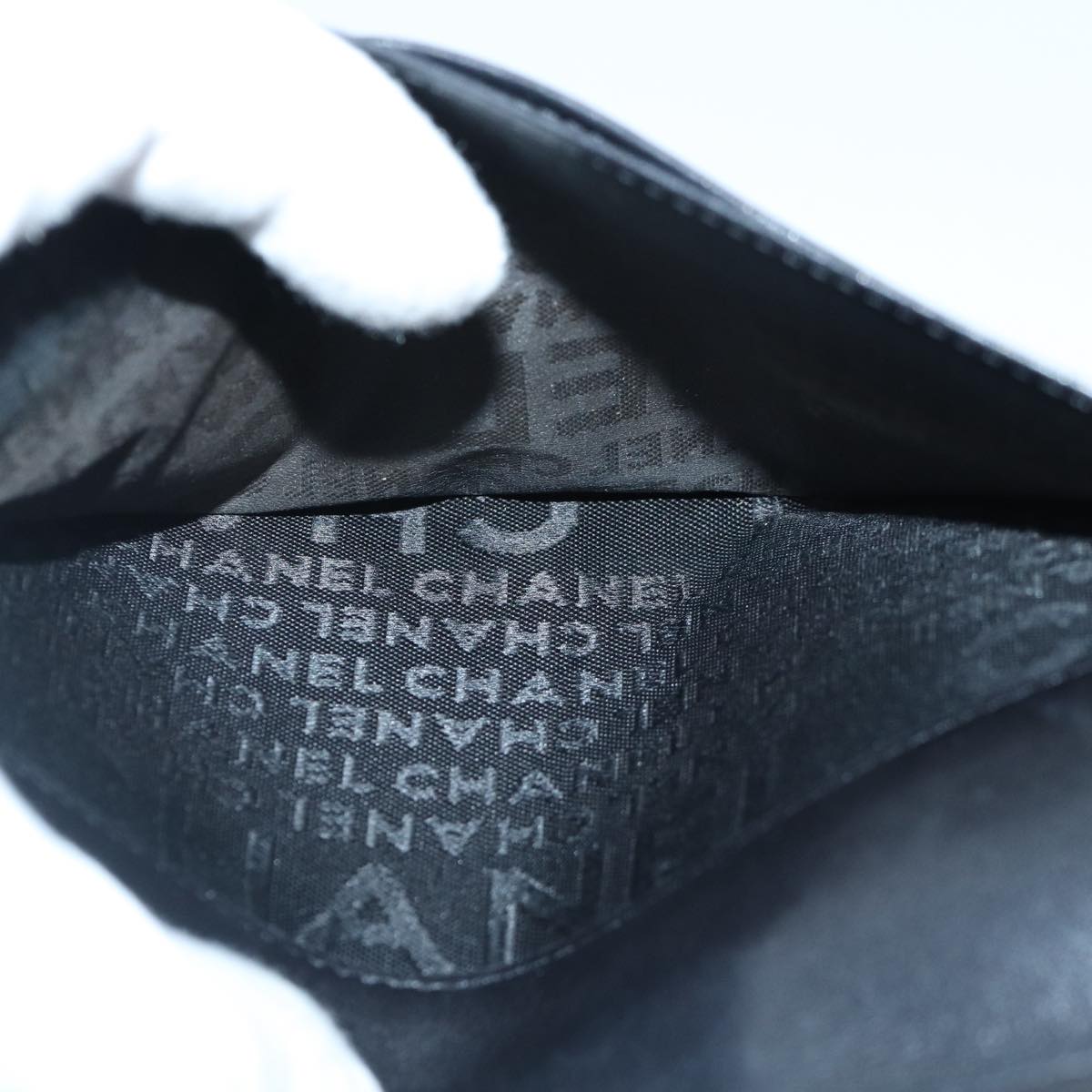 Top Quality Chanel Matelasse Wallet Leather Black Silver CC Auth bs16854