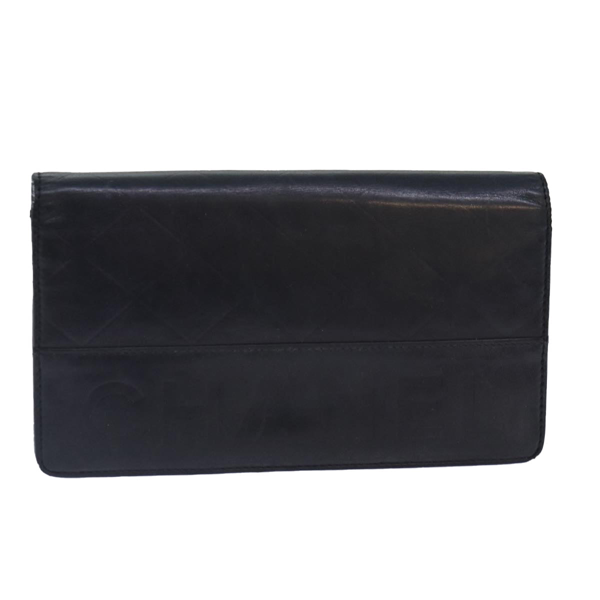 Top Quality Chanel Matelasse Wallet Leather Black Silver CC Auth bs16854