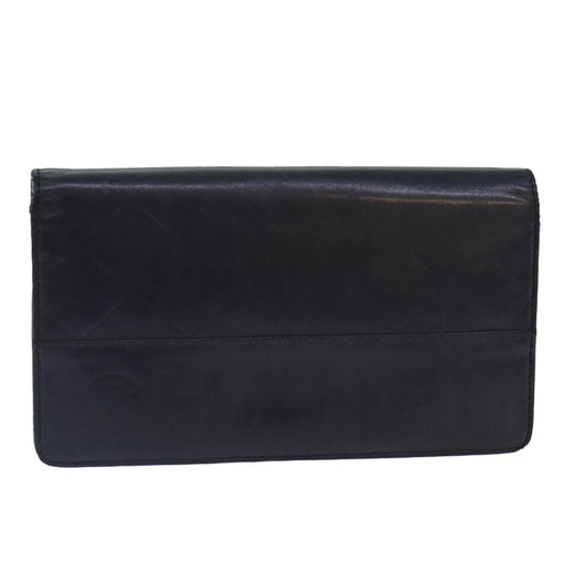 Top Quality Chanel Matelasse Wallet Leather Black Silver CC Auth bs16854
