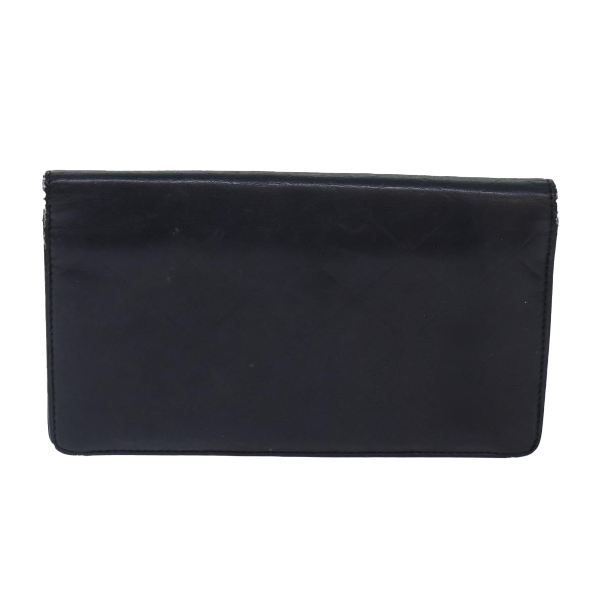 Top Quality Chanel Matelasse Wallet Leather Black Silver CC Auth bs16854