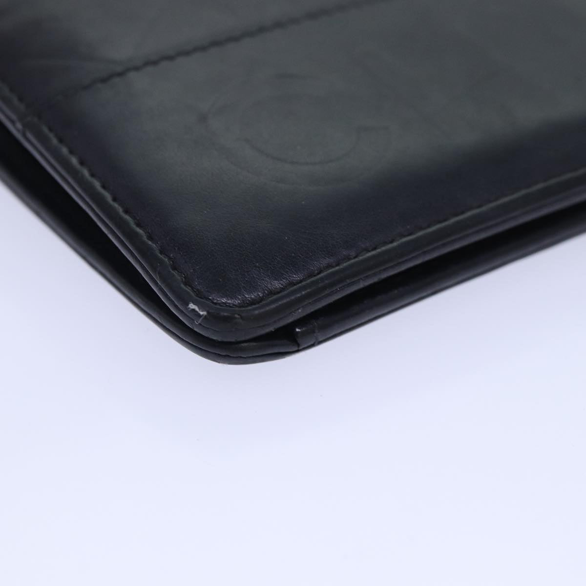 Top Quality Chanel Matelasse Wallet Leather Black Silver CC Auth bs16854