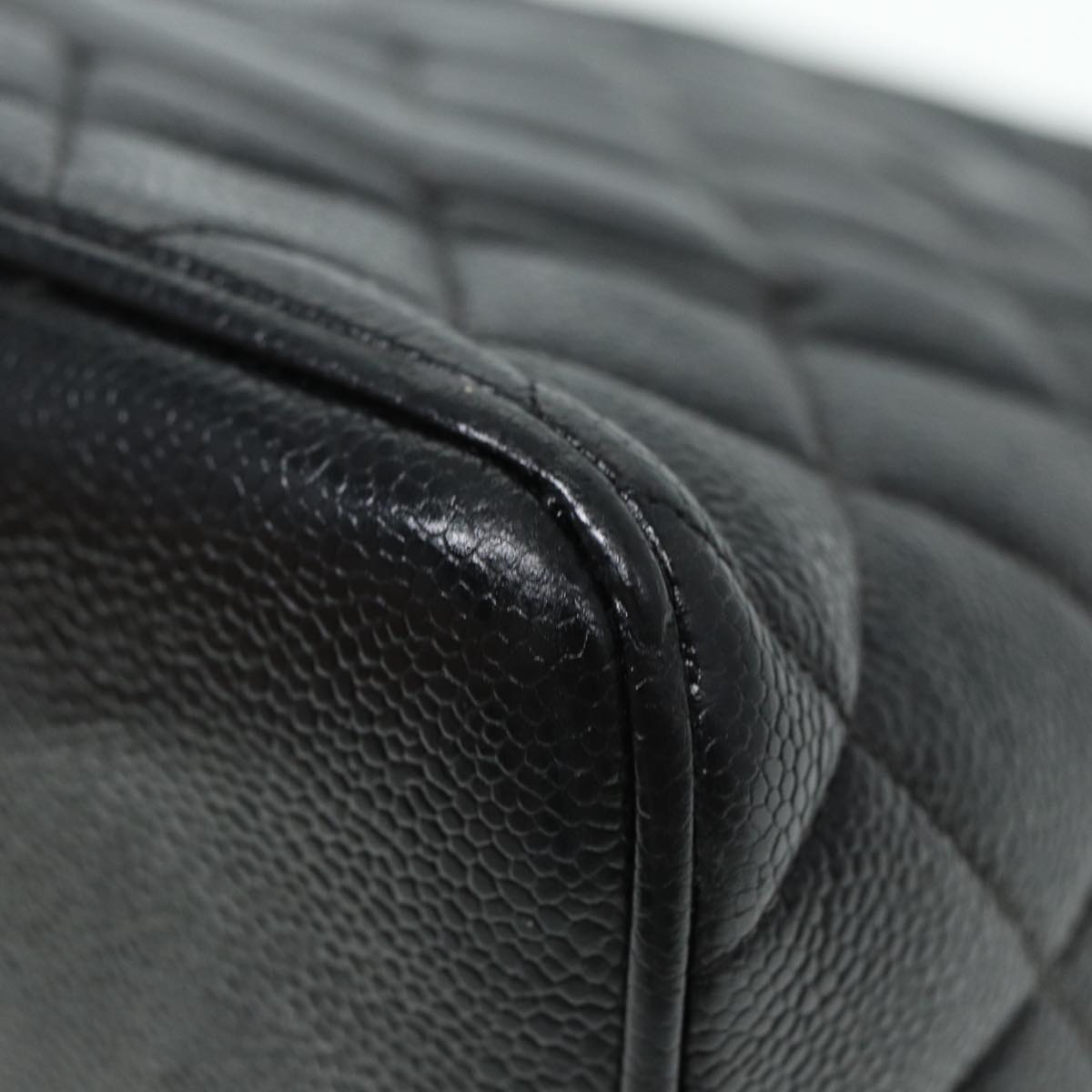 Top Quality Chanel Matelasse Reprint Tote Bag Caviar Skin Black Silver CC Auth bs16856