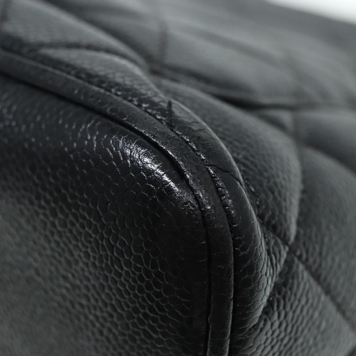 Top Quality Chanel Matelasse Reprint Tote Bag Caviar Skin Black Silver CC Auth bs16856