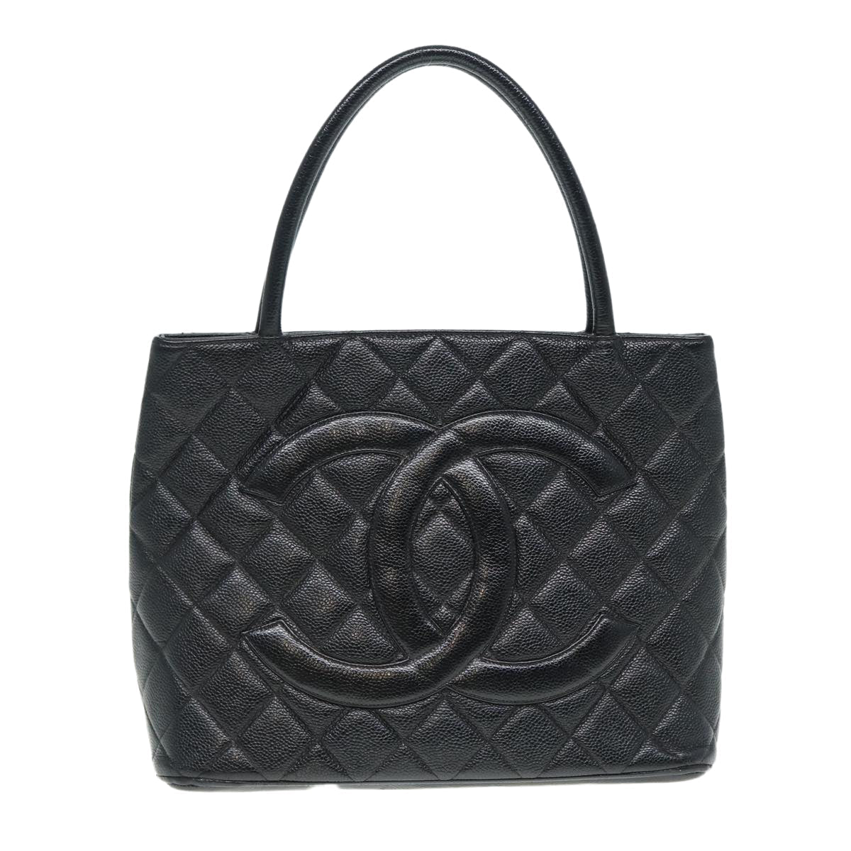 Top Quality Chanel Matelasse Reprint Tote Bag Caviar Skin Black Silver CC Auth bs16856