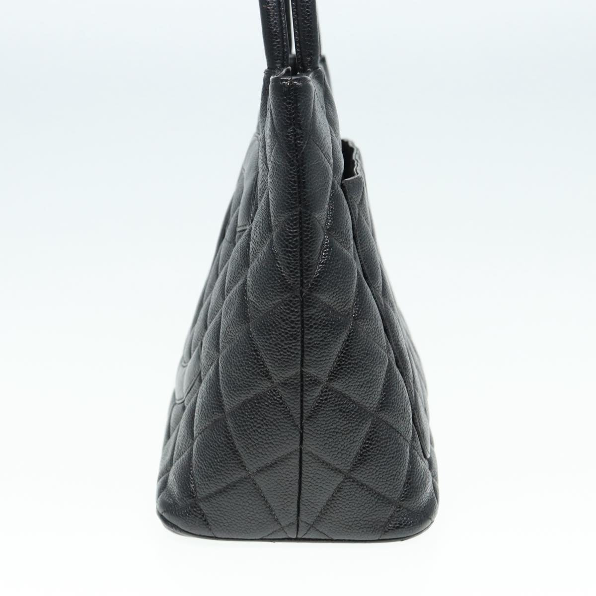 Top Quality Chanel Matelasse Reprint Tote Bag Caviar Skin Black Silver CC Auth bs16856