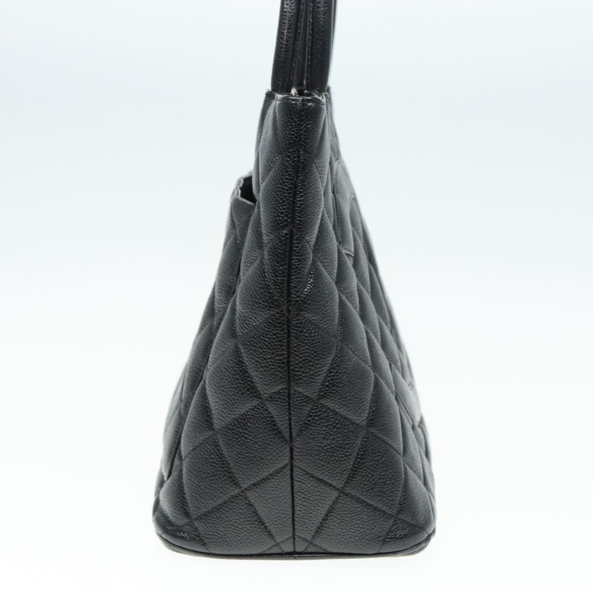 Top Quality Chanel Matelasse Reprint Tote Bag Caviar Skin Black Silver CC Auth bs16856