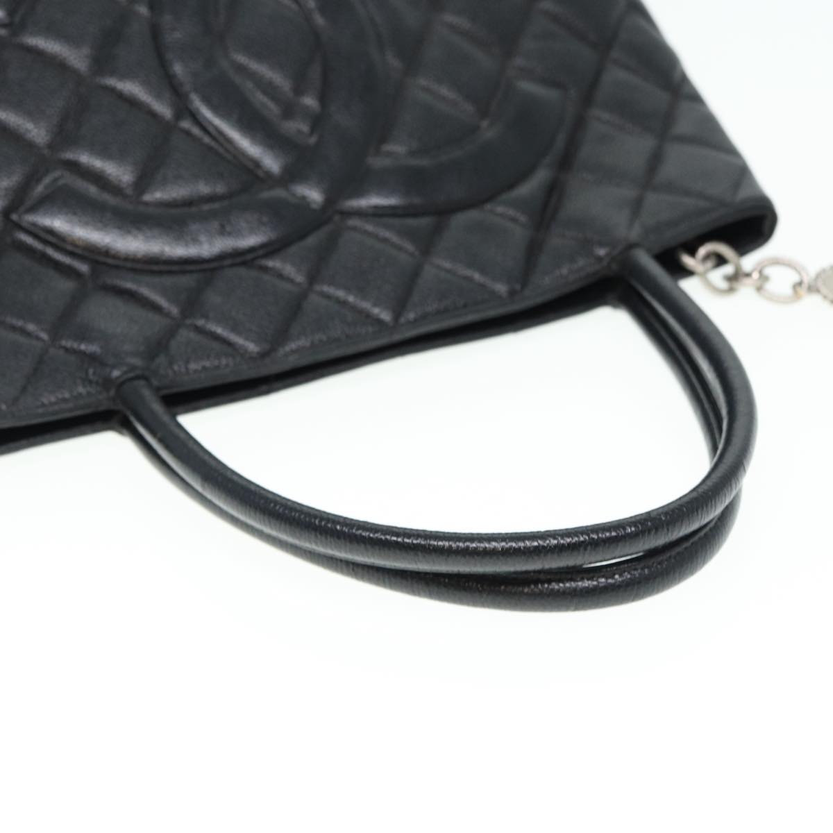 Top Quality Chanel Matelasse Reprint Tote Bag Caviar Skin Black Silver CC Auth bs16856