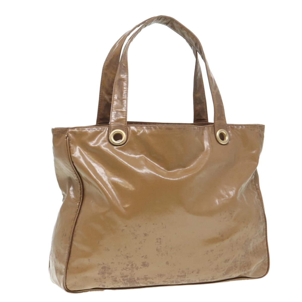Top Quality Chanel COCO Mark Tote Bag Patent leather Beige CC Auth bs16858