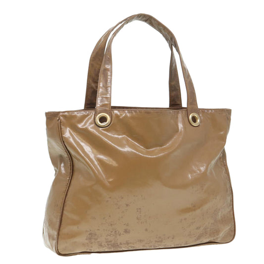 Top Quality Chanel COCO Mark Tote Bag Patent leather Beige CC Auth bs16858
