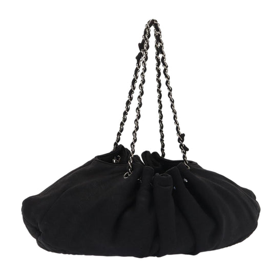 Top Quality Chanel Matelasse Chain Tote Bag Cotton Black CC Auth bs16859