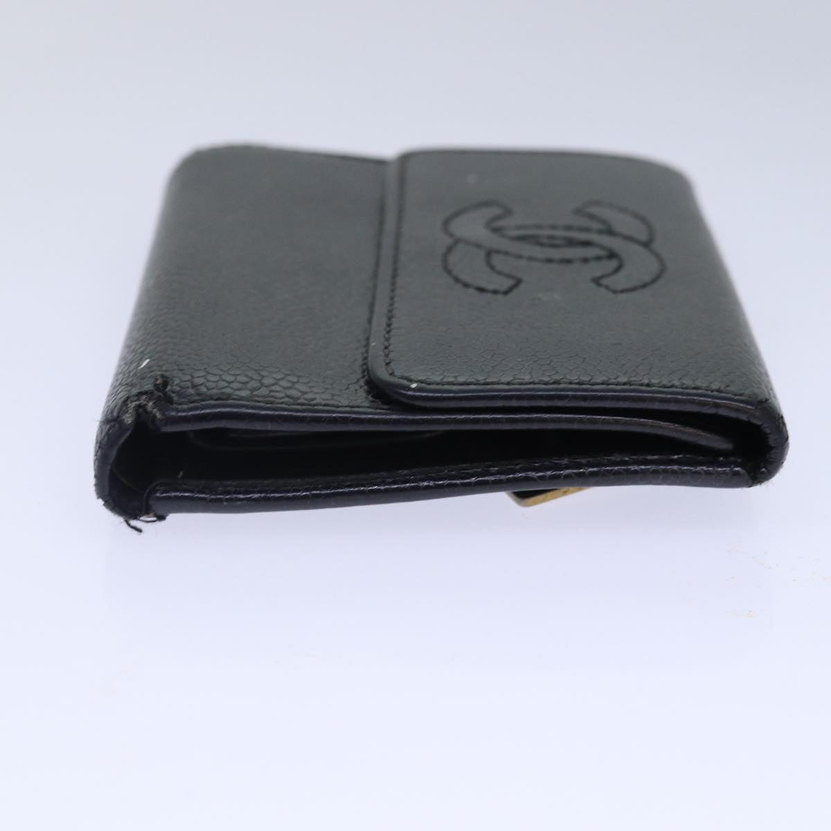 Top Quality Chanel COCO Mark Wallet Caviar Skin Black CC Auth bs16881