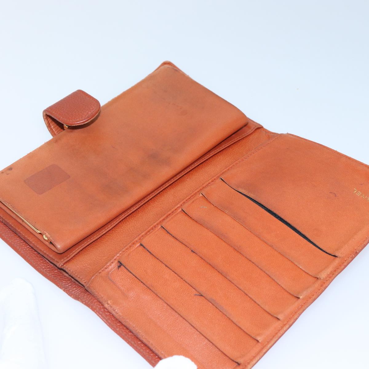 Top Quality Chanel COCO Mark Wallet Caviar Skin Orange Gold CC Auth bs16889