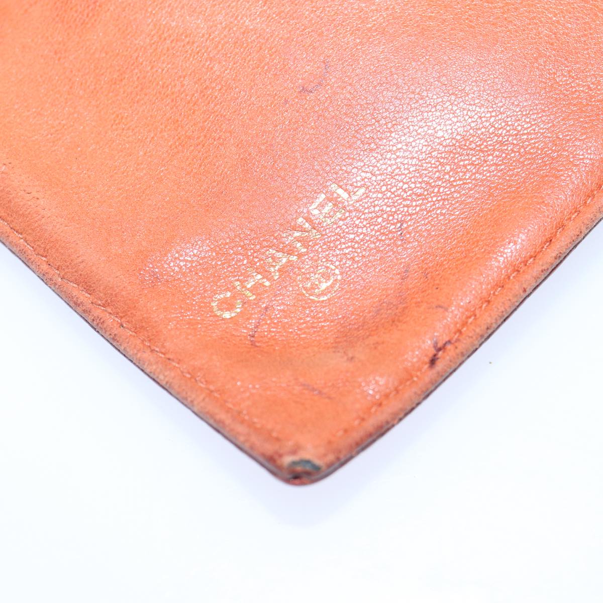 Top Quality Chanel COCO Mark Wallet Caviar Skin Orange Gold CC Auth bs16889