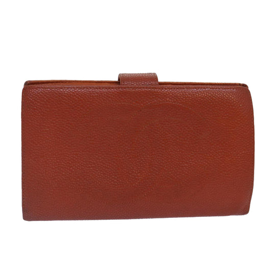 Top Quality Chanel COCO Mark Wallet Caviar Skin Orange Gold CC Auth bs16889