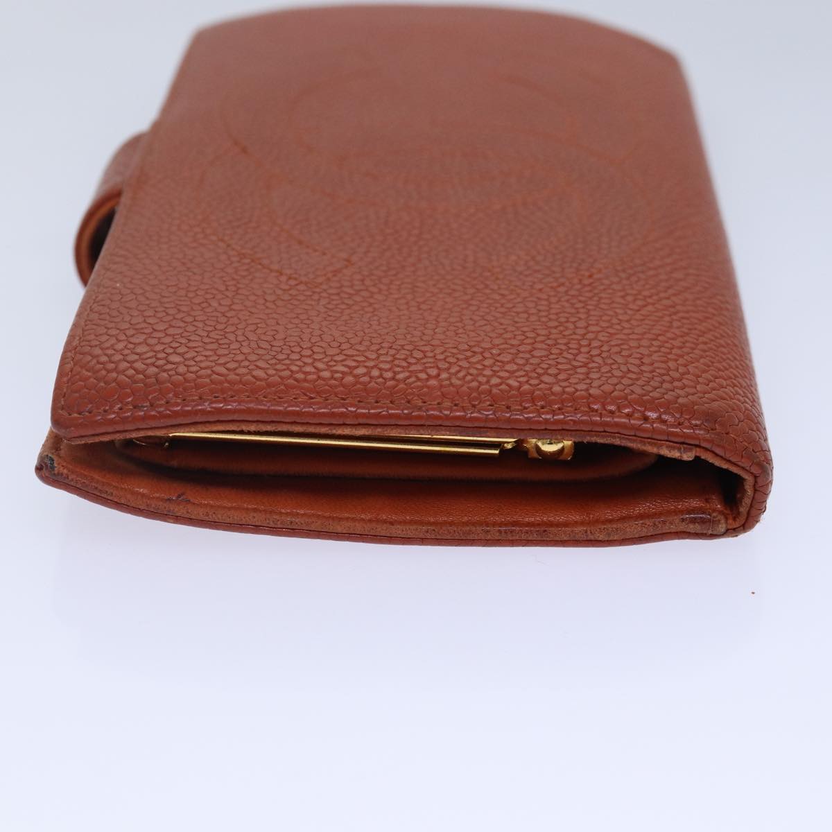 Top Quality Chanel COCO Mark Wallet Caviar Skin Orange Gold CC Auth bs16889