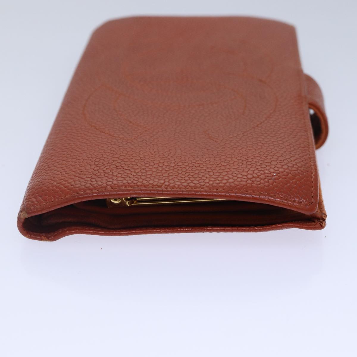 Top Quality Chanel COCO Mark Wallet Caviar Skin Orange Gold CC Auth bs16889