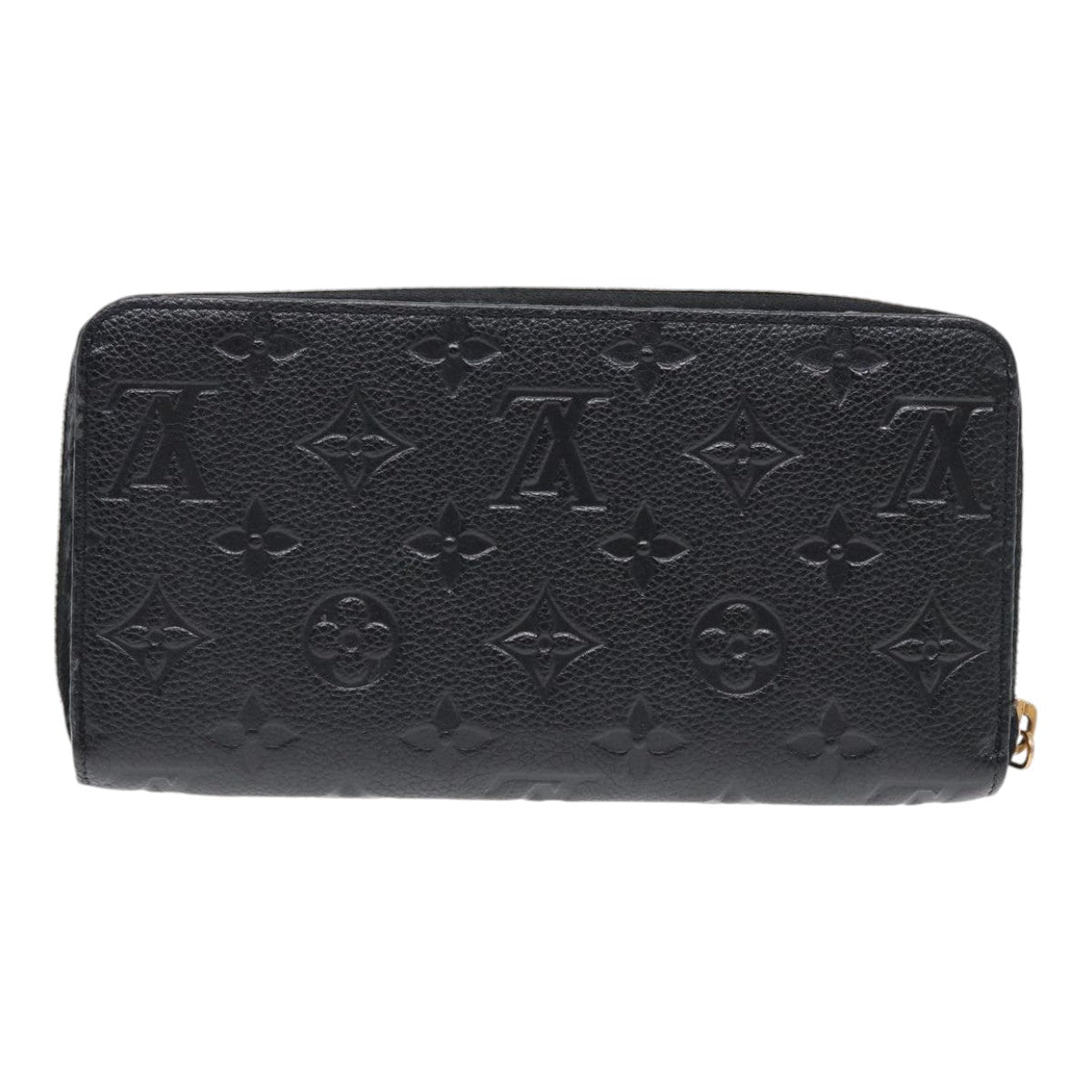 LOUIS VUITTON Monogram Empreinte Zippy Wallet Black M61864 LV Auth bs17004