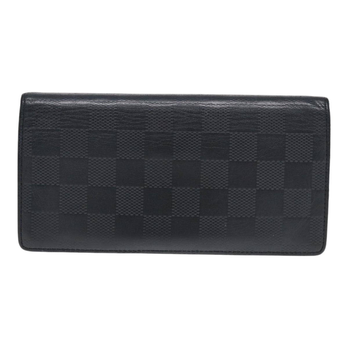 LOUIS VUITTON Damier Infini Portefeuille Brazza Wallet Black N63010 Auth bs17104