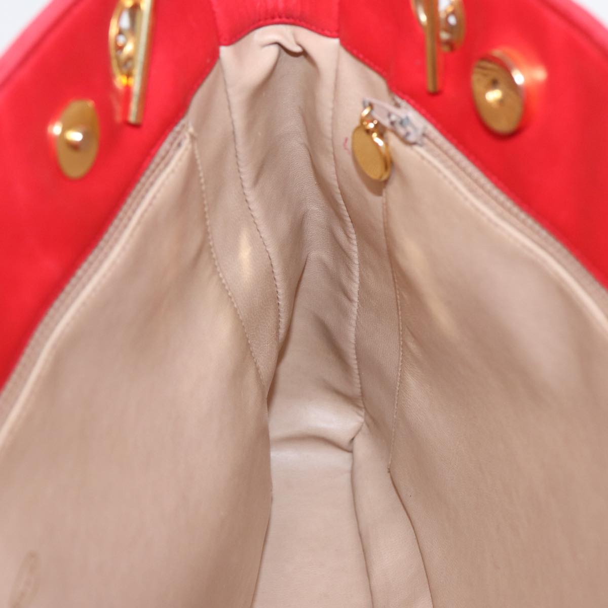Top Quality Chanel Matelasse Chain Shoulder Bag Satin Red Gold CC Auth bs17153