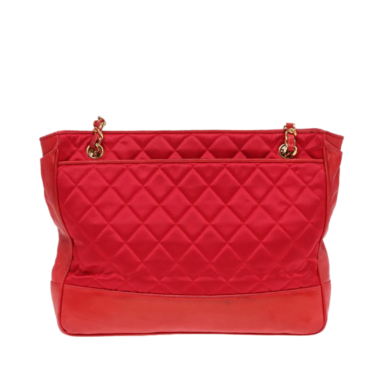 Top Quality Chanel Matelasse Chain Shoulder Bag Satin Red Gold CC Auth bs17153