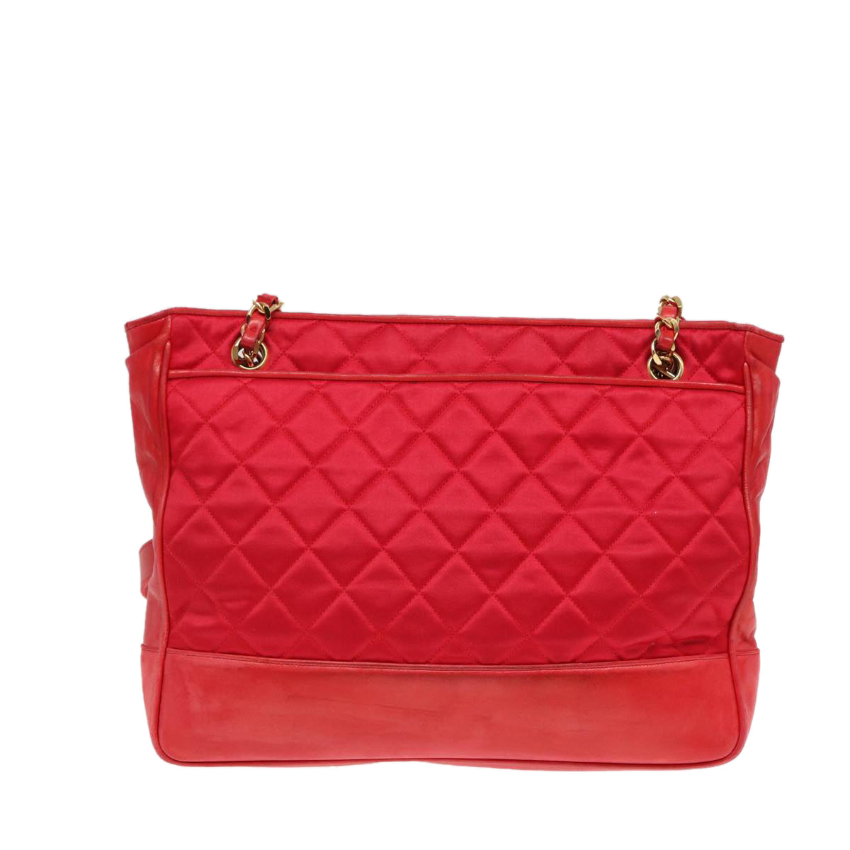 Top Quality Chanel Matelasse Chain Shoulder Bag Satin Red Gold CC Auth bs17153