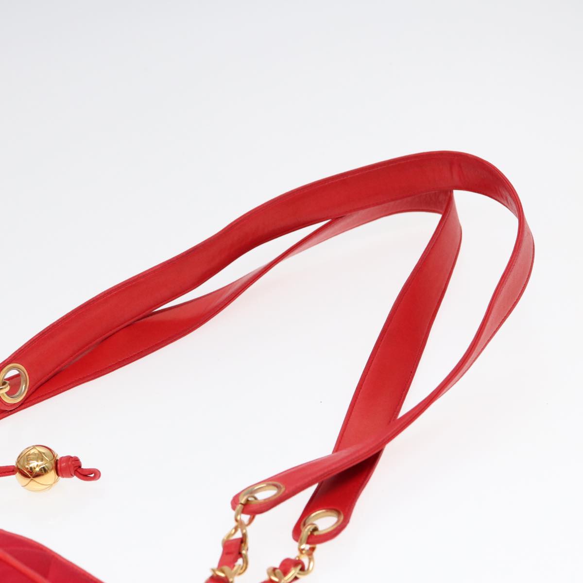 Top Quality Chanel Matelasse Chain Shoulder Bag Satin Red Gold CC Auth bs17153