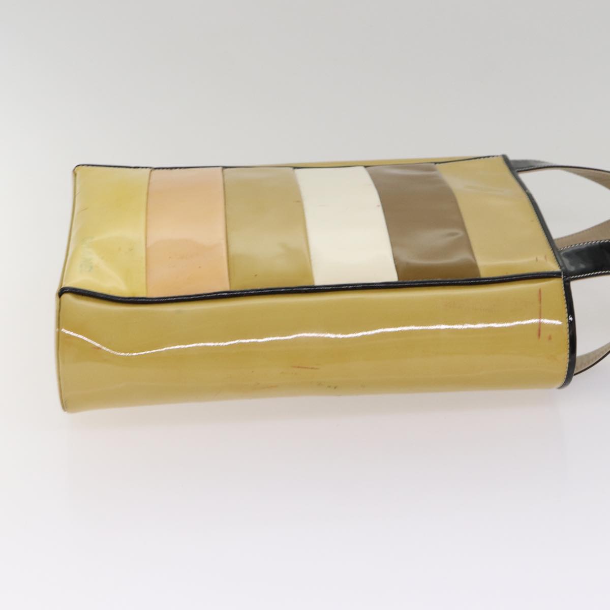 Top Quality Chanel Hand Bag Enamel Beige Gold CC Auth bs17154