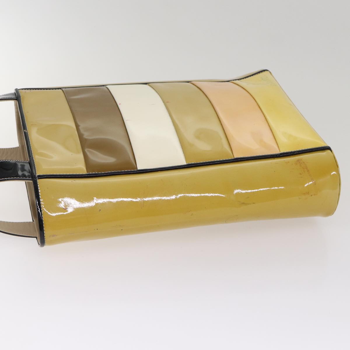 Top Quality Chanel Hand Bag Enamel Beige Gold CC Auth bs17154