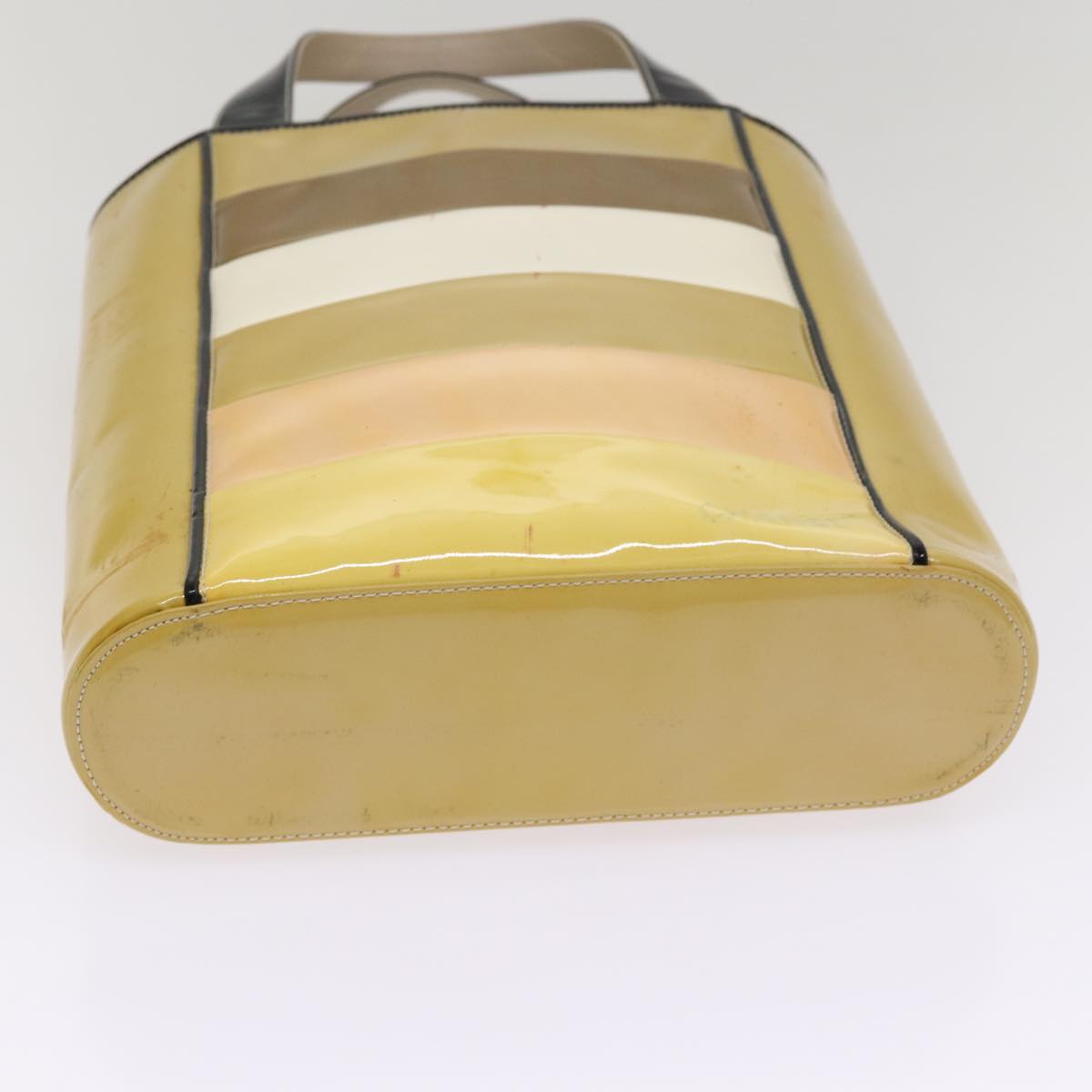 Top Quality Chanel Hand Bag Enamel Beige Gold CC Auth bs17154