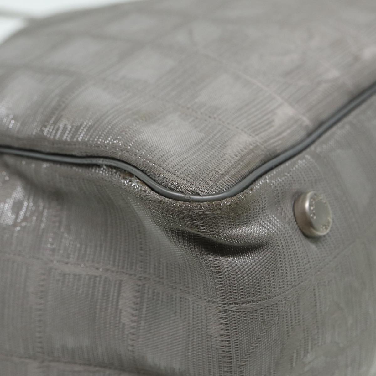 Top Quality Chanel New Travel Line Tote Bag Nylon Silver CC Auth bs17163