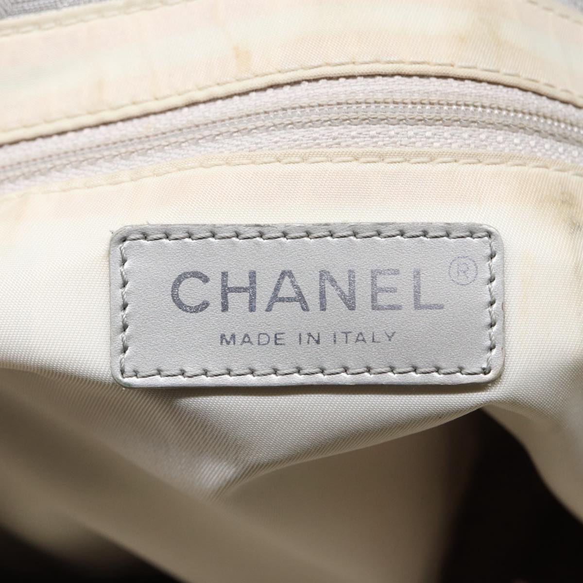 Top Quality Chanel New Travel Line Tote Bag Nylon Silver CC Auth bs17163