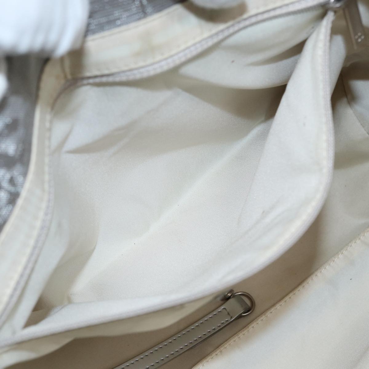 Top Quality Chanel New Travel Line Tote Bag Nylon Silver CC Auth bs17163