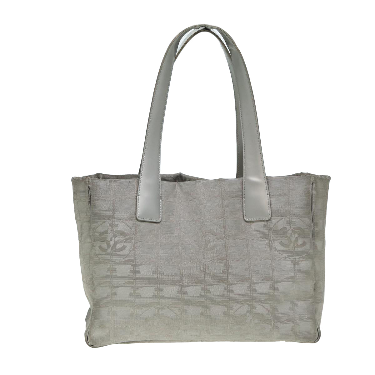 Top Quality Chanel New Travel Line Tote Bag Nylon Silver CC Auth bs17163