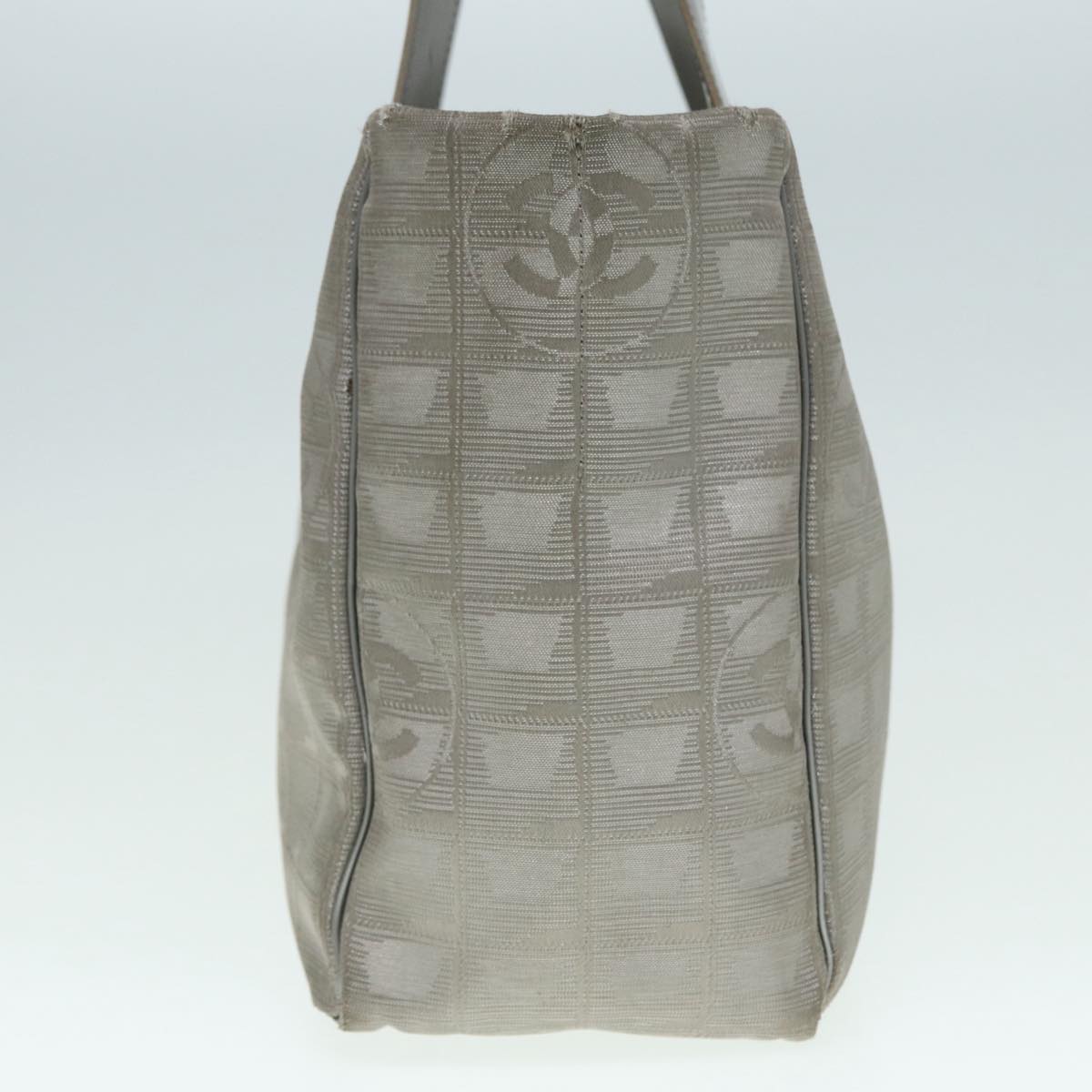 Top Quality Chanel New Travel Line Tote Bag Nylon Silver CC Auth bs17163
