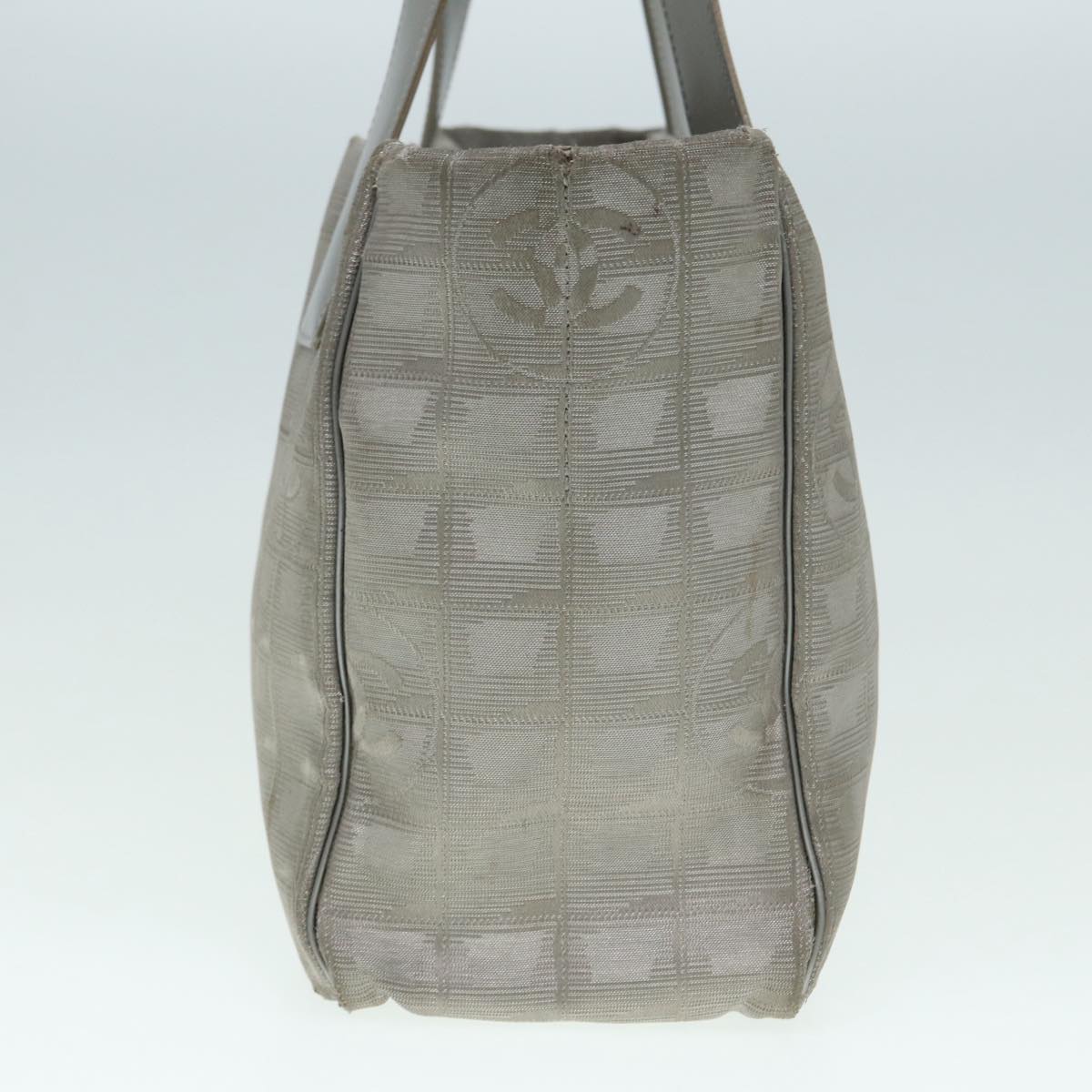 Top Quality Chanel New Travel Line Tote Bag Nylon Silver CC Auth bs17163