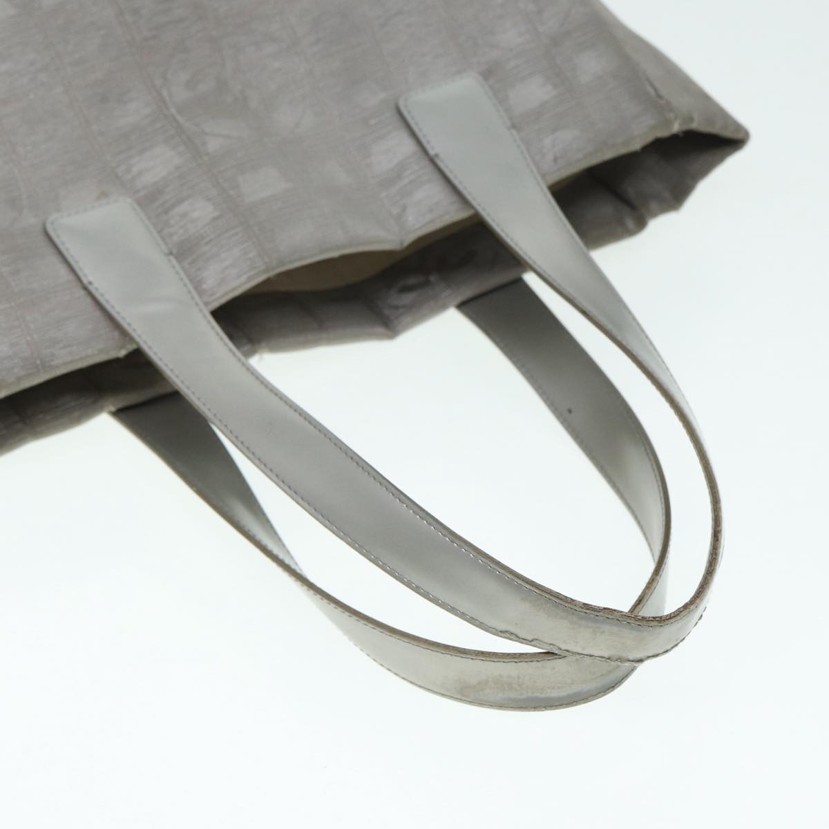 Top Quality Chanel New Travel Line Tote Bag Nylon Silver CC Auth bs17163
