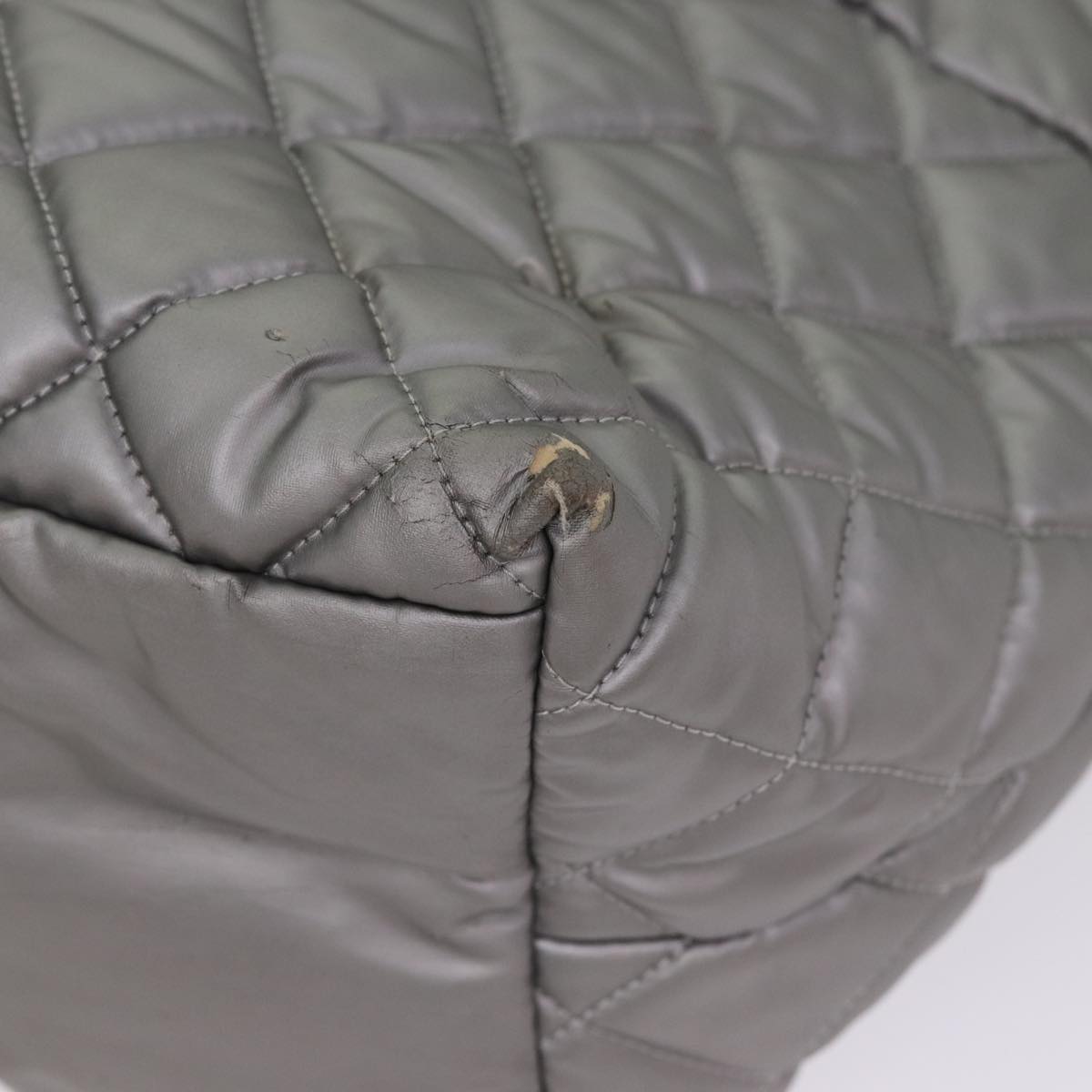 Top Quality Chanel Cococoon Tote Bag Nylon Leather Silver CC Auth bs17165
