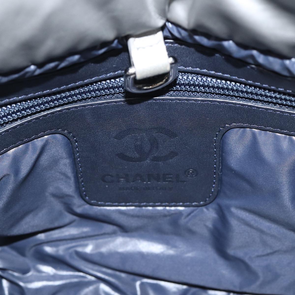 Top Quality Chanel Cococoon Tote Bag Nylon Leather Silver CC Auth bs17165