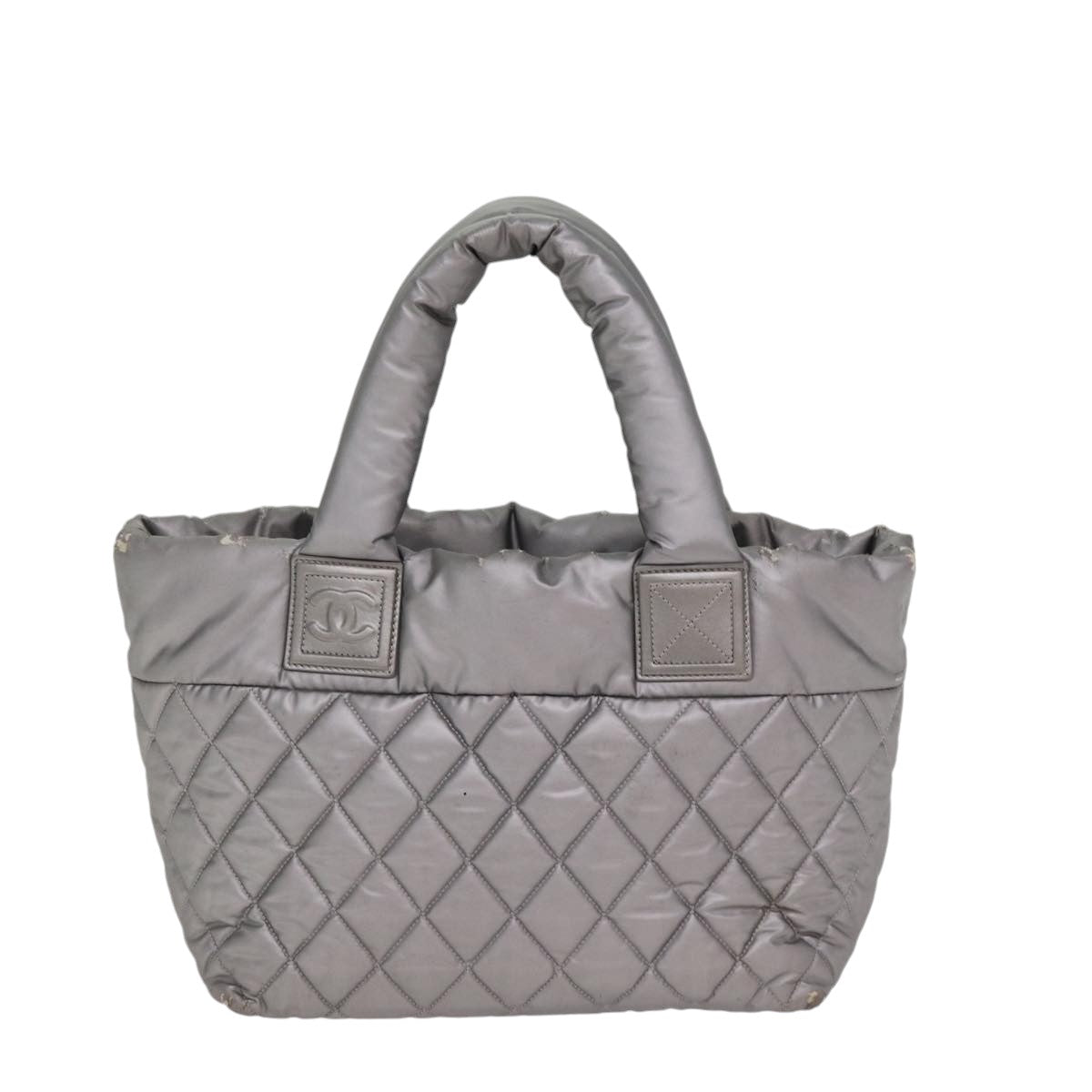 Top Quality Chanel Cococoon Tote Bag Nylon Leather Silver CC Auth bs17165