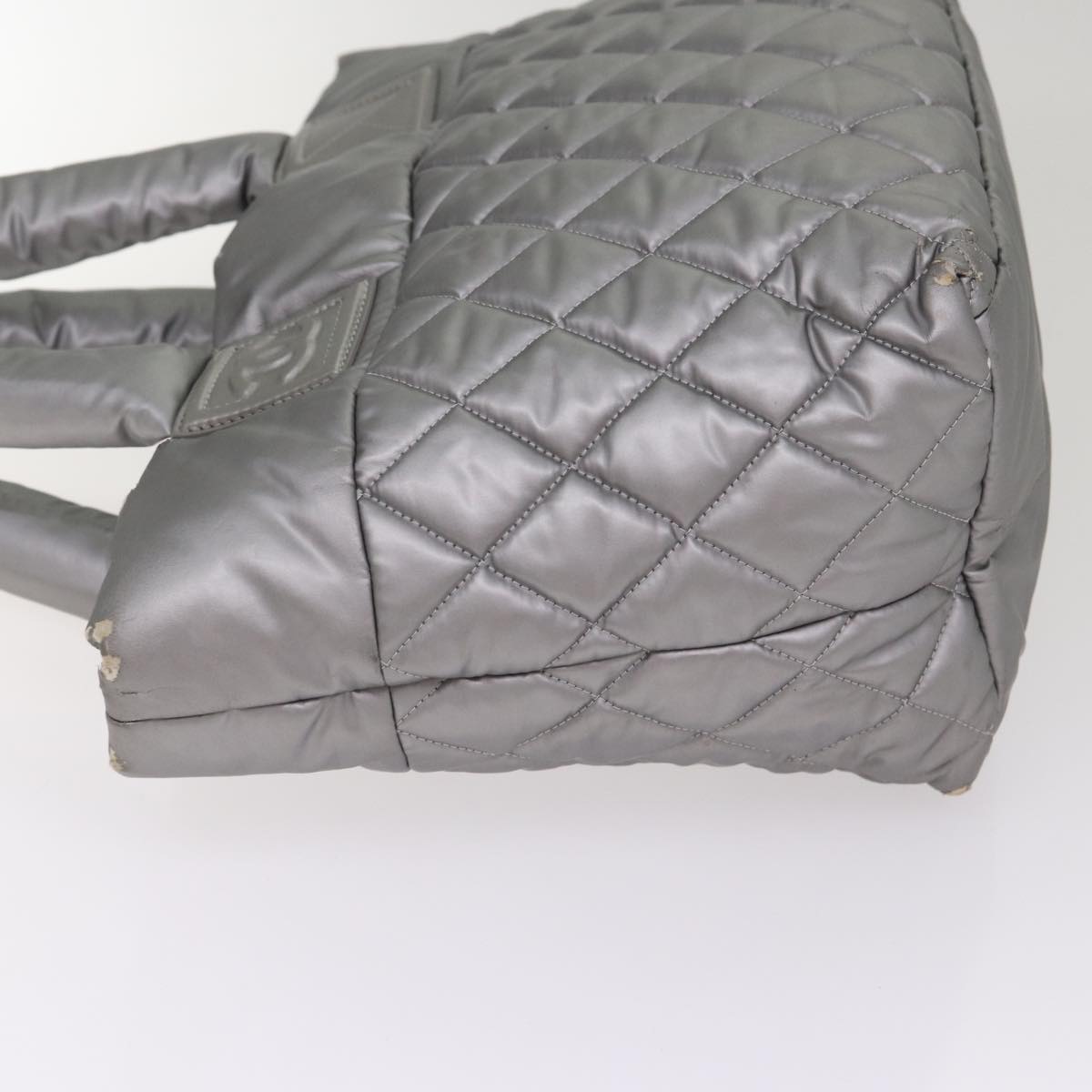 Top Quality Chanel Cococoon Tote Bag Nylon Leather Silver CC Auth bs17165