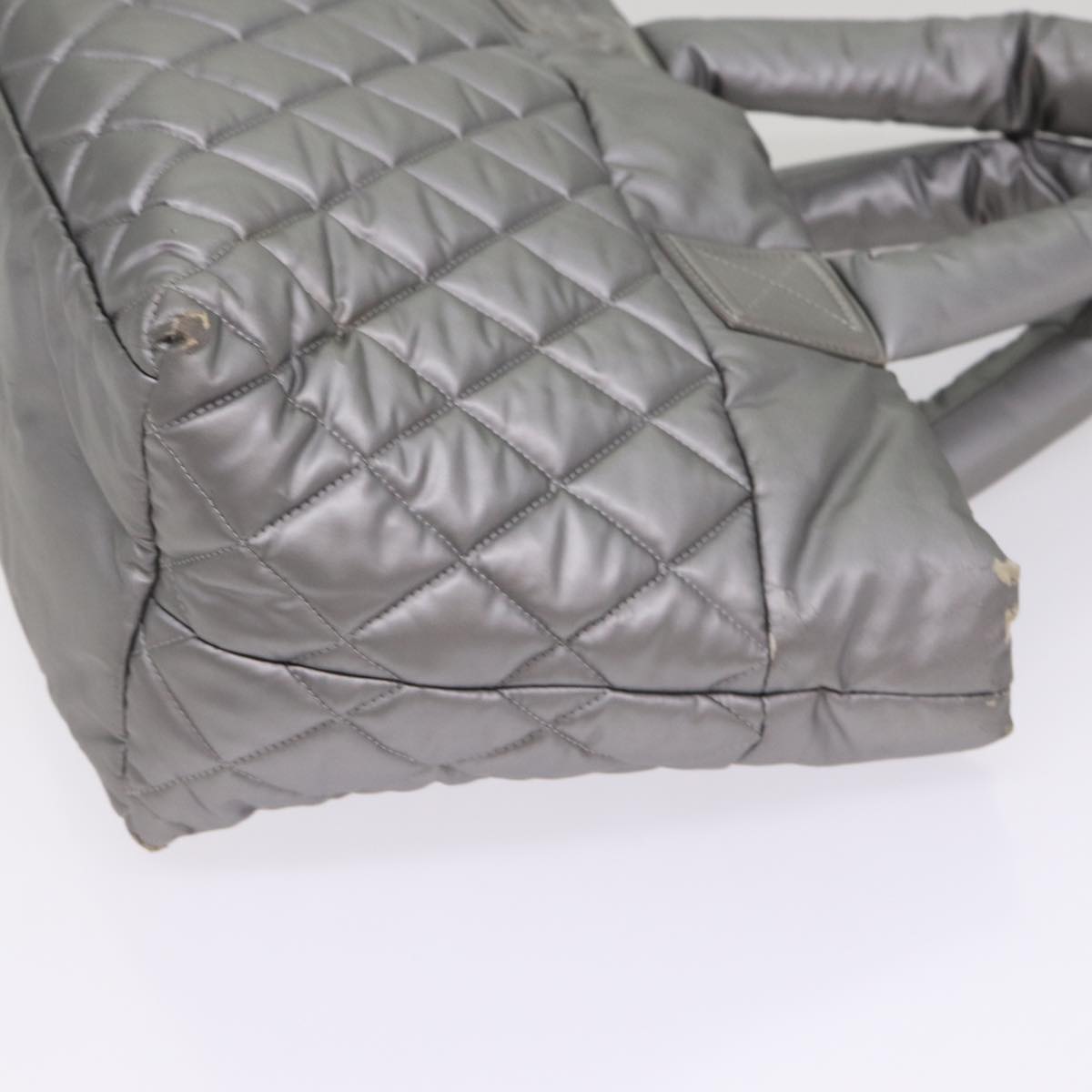 Top Quality Chanel Cococoon Tote Bag Nylon Leather Silver CC Auth bs17165