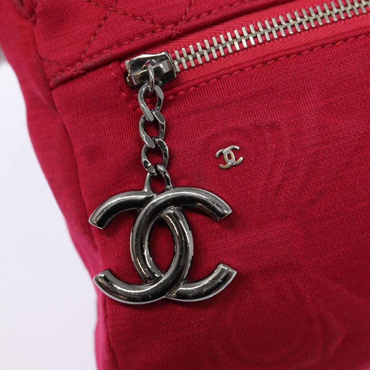 Top Quality Chanel Matelasse Chain Shoulder Bag Cotton Red Silver CC Auth bs17224