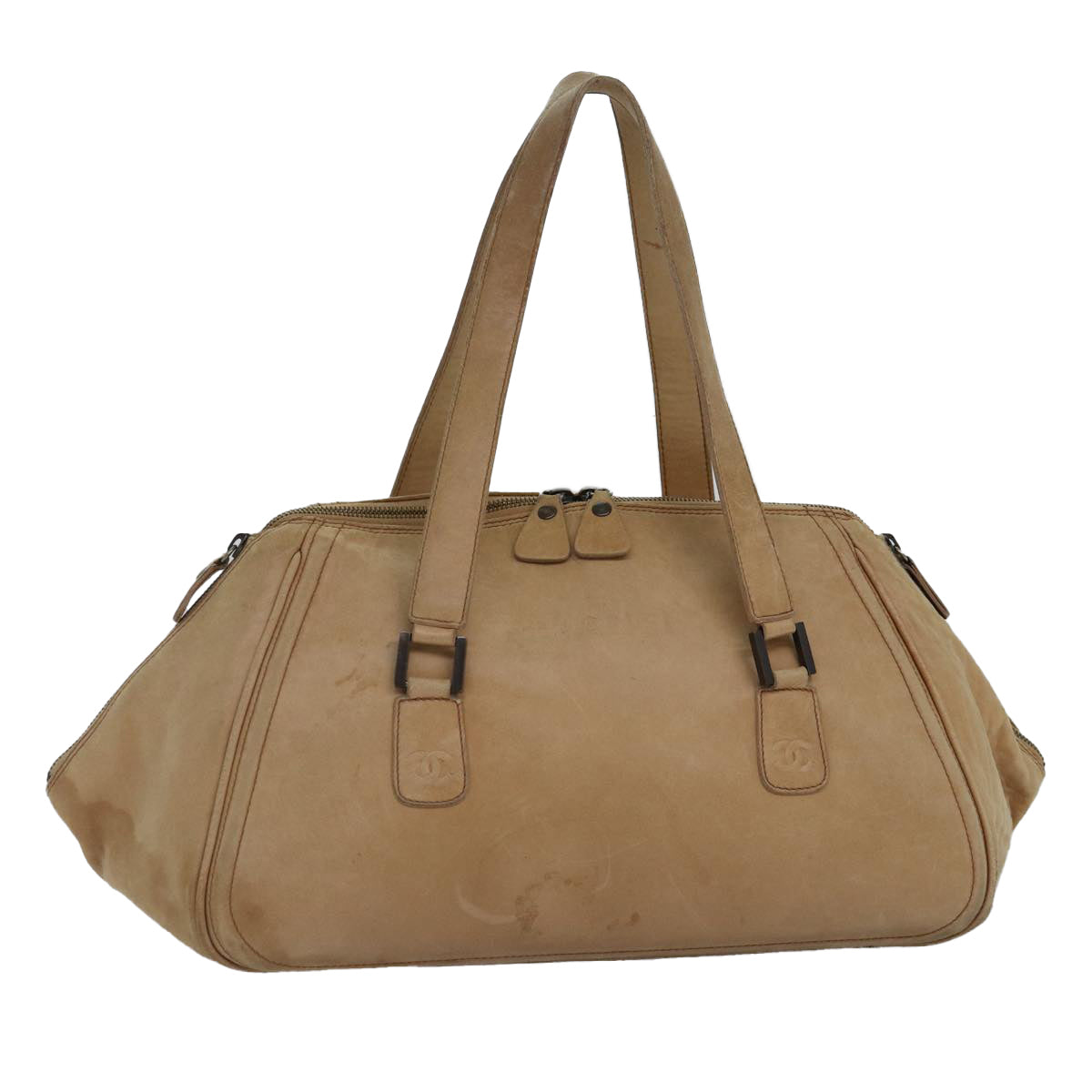 Top Quality Chanel Hand Bag Leather Beige CC Auth bs17225