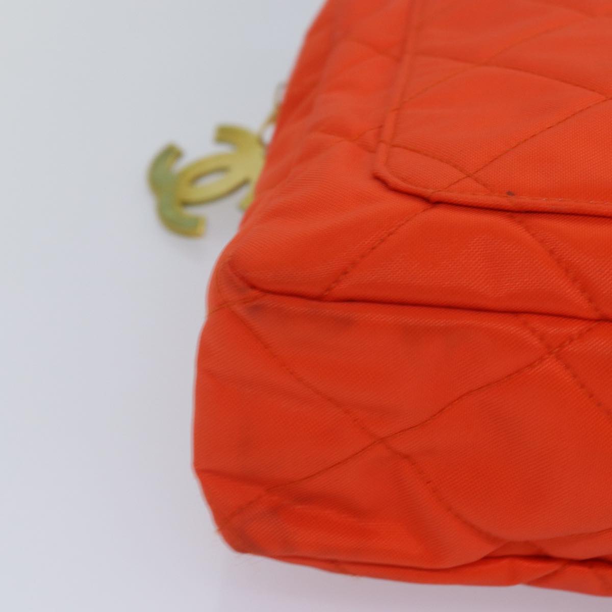 Top Quality Chanel Matelasse Chain Shoulder Bag Nylon Orange Gold CC Auth bs17255